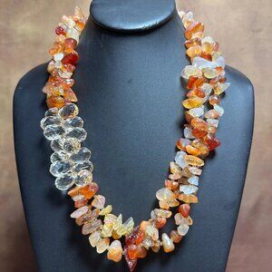 Triple-Strand Carnelian Necklace Ann Taylor LOFT 20”